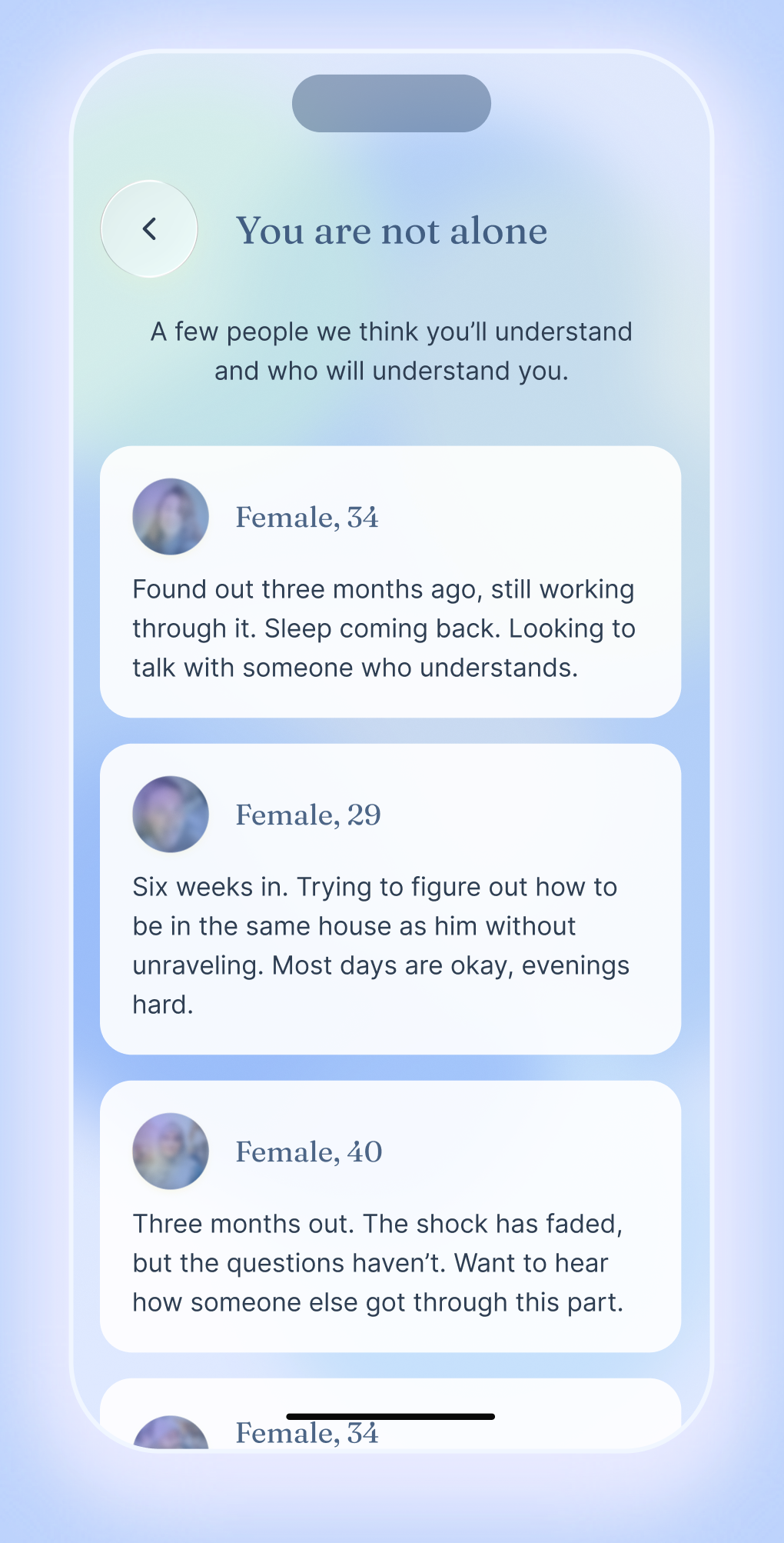 Auré app — You are not alone: a curated list of peers with short notes
